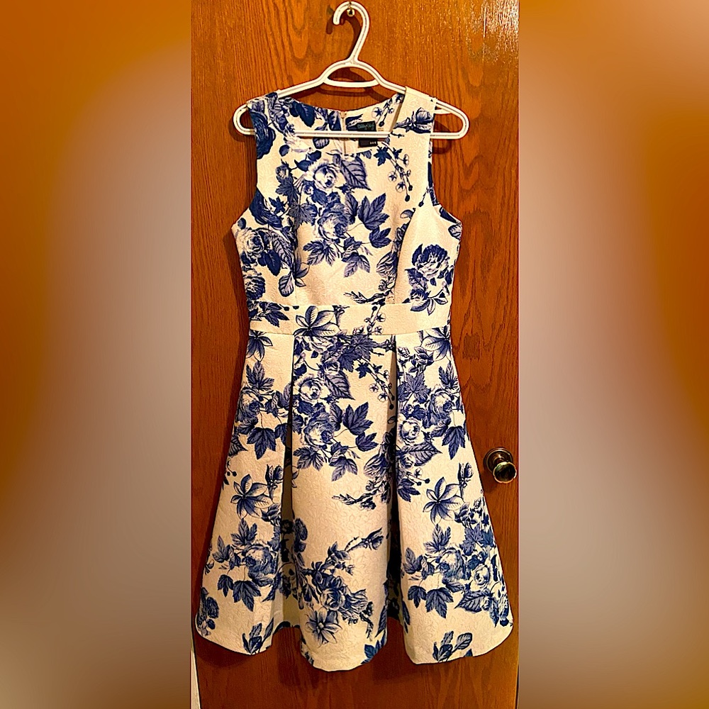 Cute A-Line Floral Dress With Elegant Neckline
